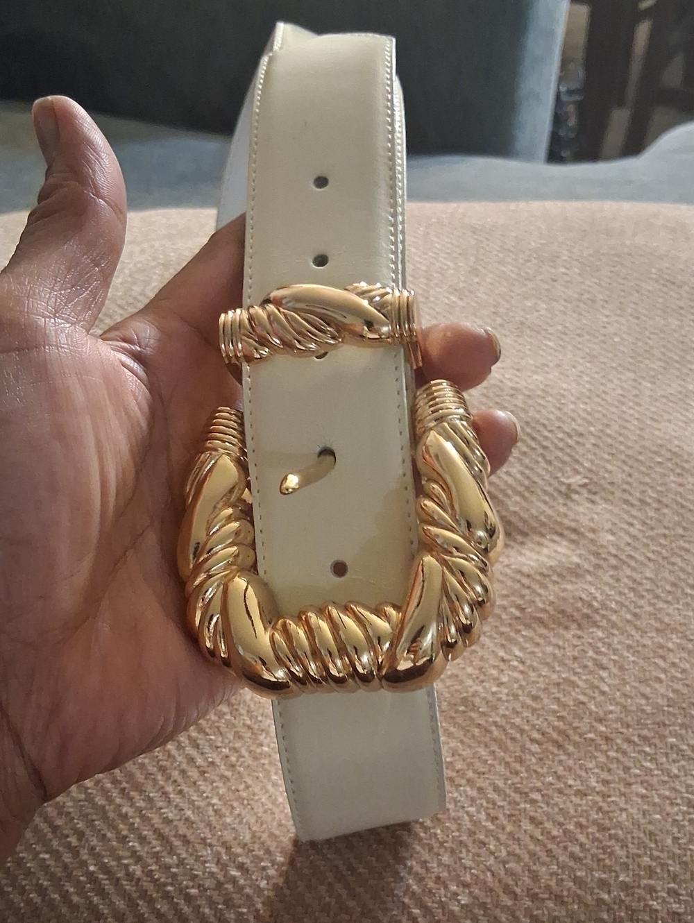 Cream Belt with Sculpted Gold Rope Buckle by Cipriani - Picture 7 of 8
